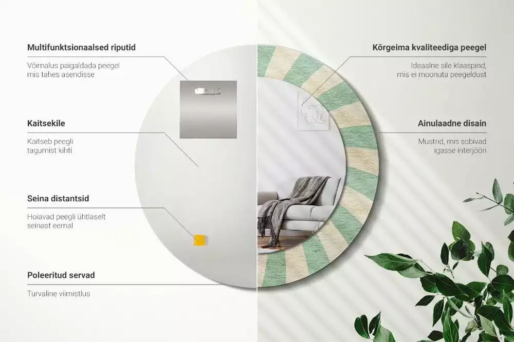 Kulaté zrcadlo s potiskem Retro pastelový vzor