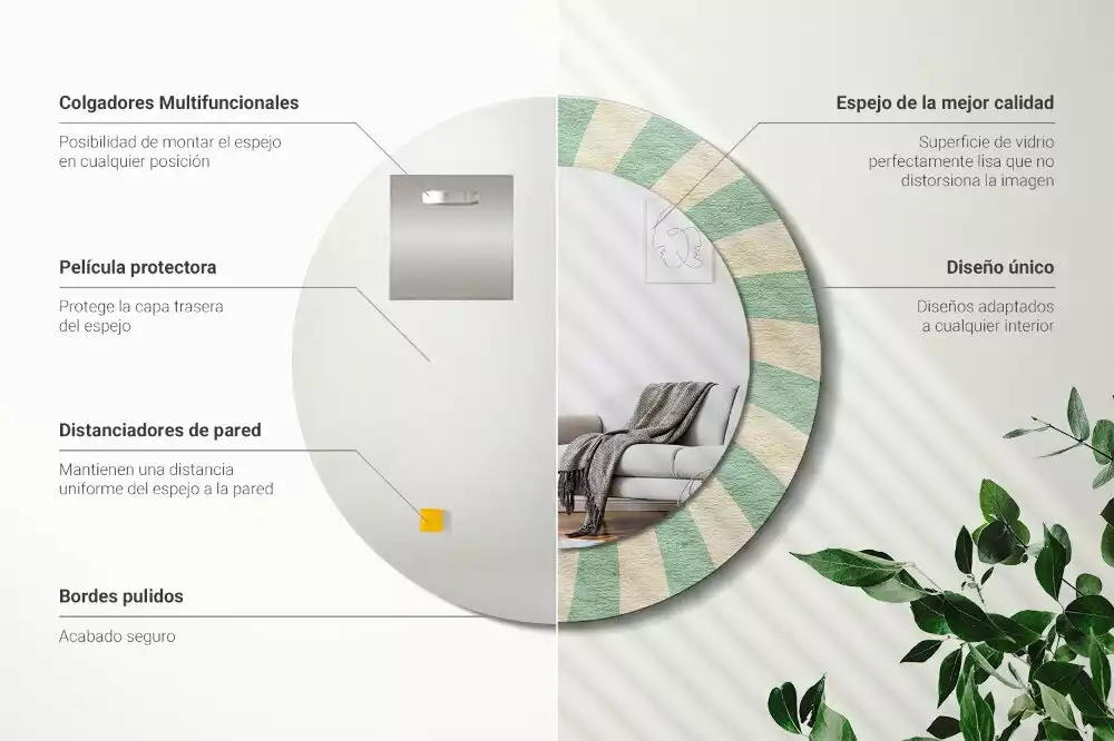 Kulaté zrcadlo s potiskem Retro pastelový vzor