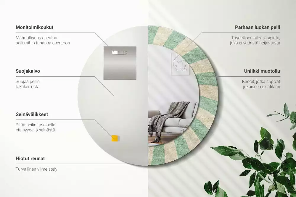 Kulaté zrcadlo s potiskem Retro pastelový vzor