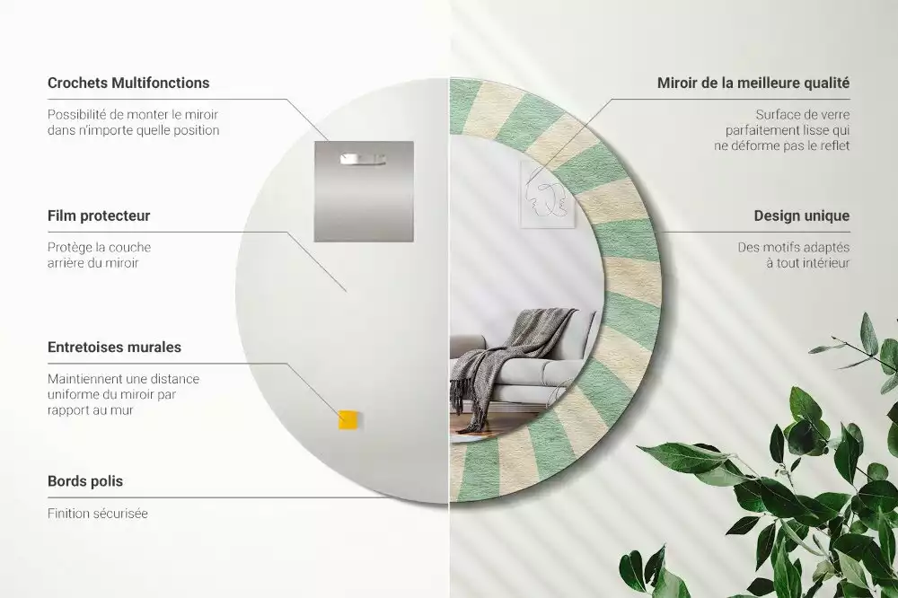 Kulaté zrcadlo s potiskem Retro pastelový vzor