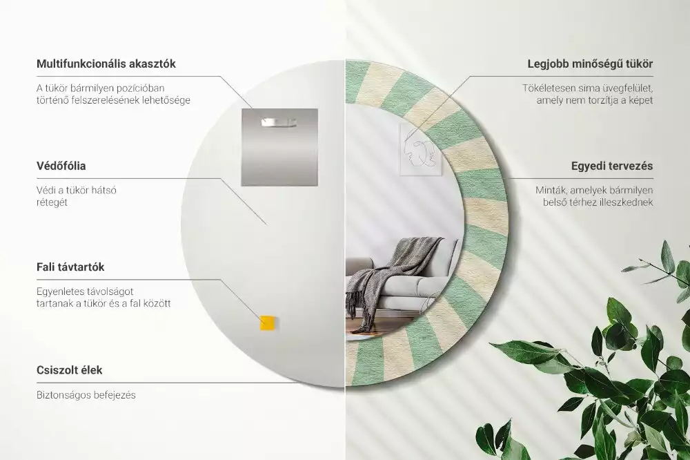 Kulaté zrcadlo s potiskem Retro pastelový vzor