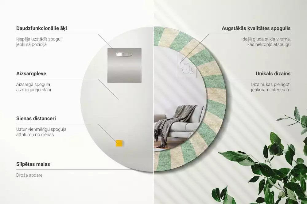 Kulaté zrcadlo s potiskem Retro pastelový vzor