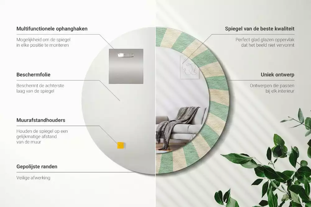 Kulaté zrcadlo s potiskem Retro pastelový vzor