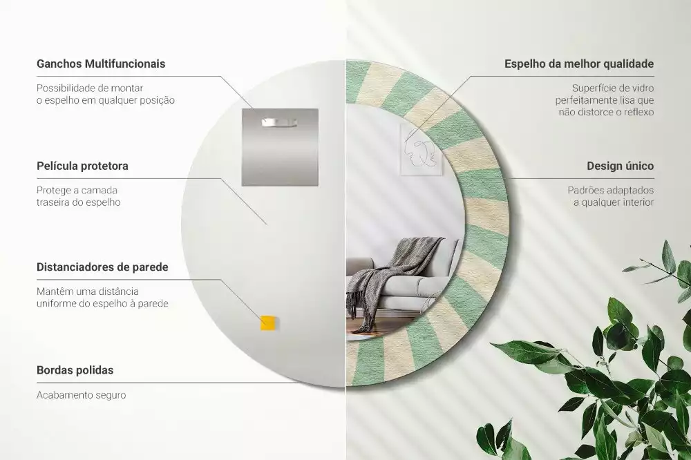 Kulaté zrcadlo s potiskem Retro pastelový vzor