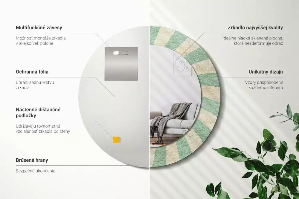 Kulaté zrcadlo s potiskem Retro pastelový vzor