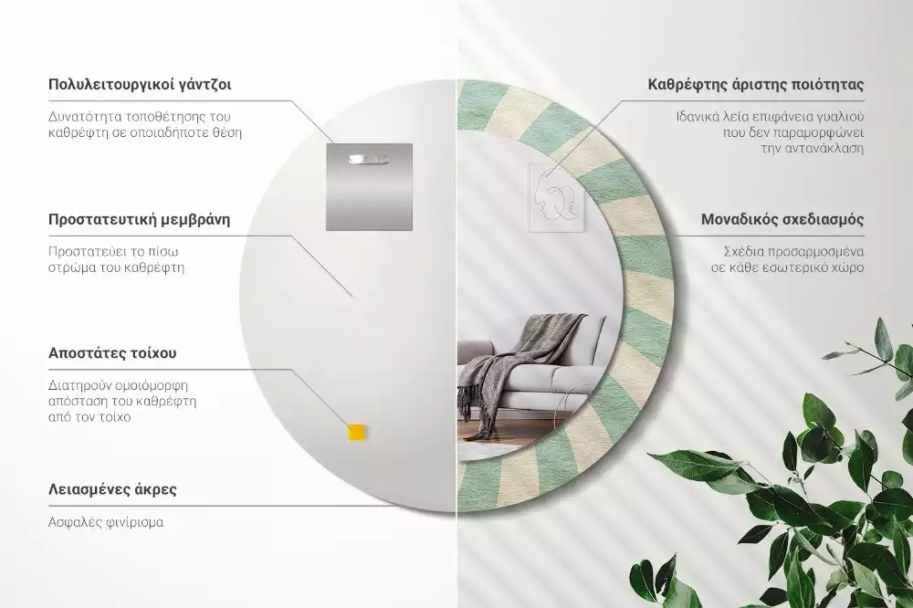 Kulaté zrcadlo s potiskem Retro pastelový vzor