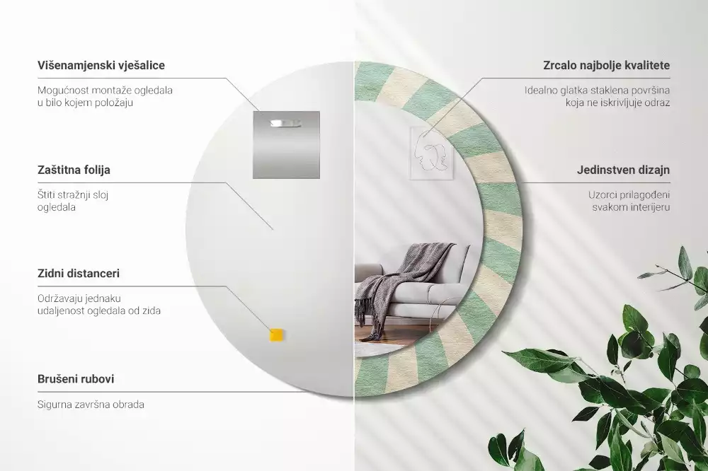 Kulaté zrcadlo s potiskem Retro pastelový vzor