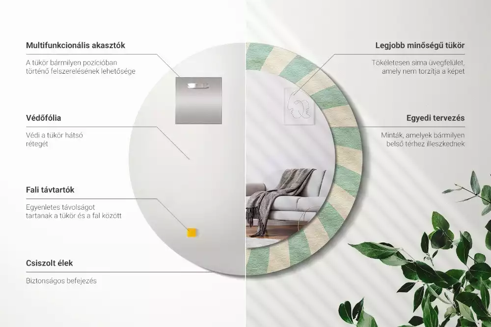 Kulaté zrcadlo s potiskem Retro pastelový vzor