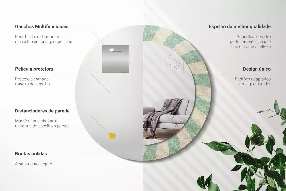 Kulaté zrcadlo s potiskem Retro pastelový vzor