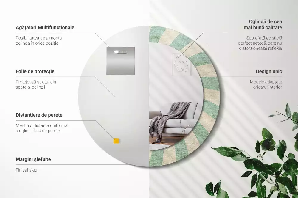 Kulaté zrcadlo s potiskem Retro pastelový vzor