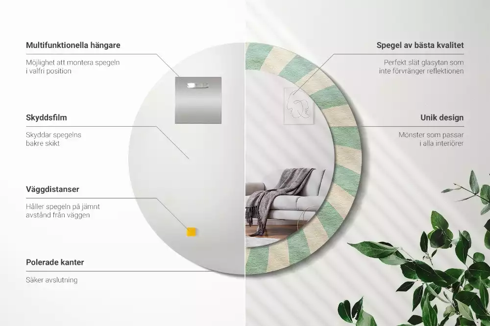 Kulaté zrcadlo s potiskem Retro pastelový vzor