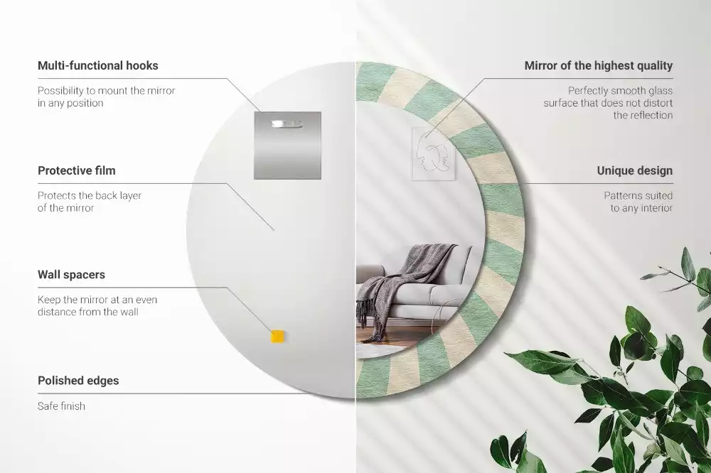 Kulaté zrcadlo s potiskem Retro pastelový vzor