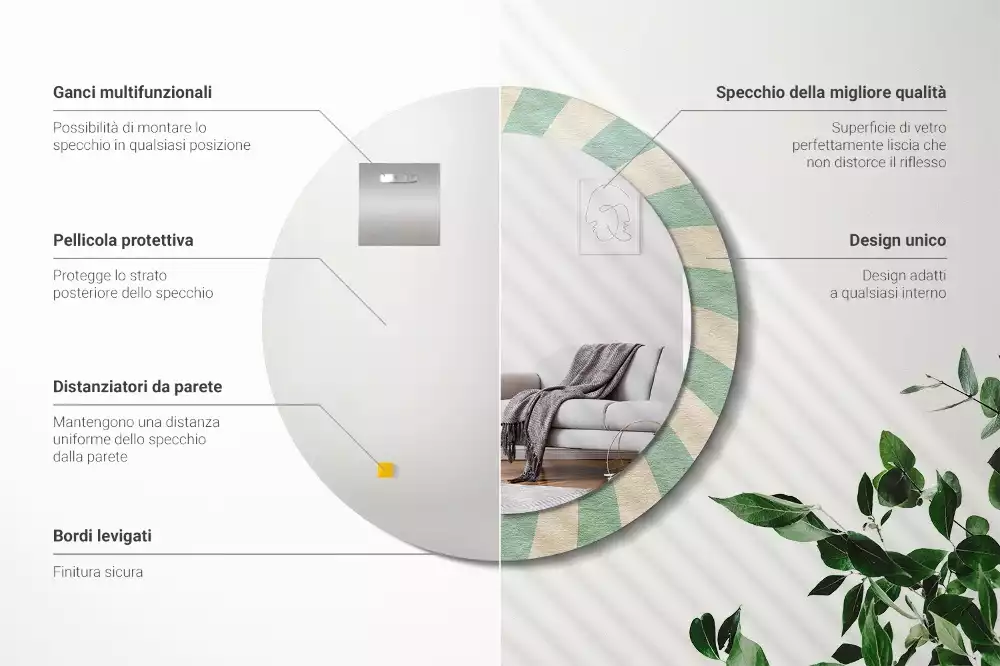 Kulaté zrcadlo s potiskem Retro pastelový vzor