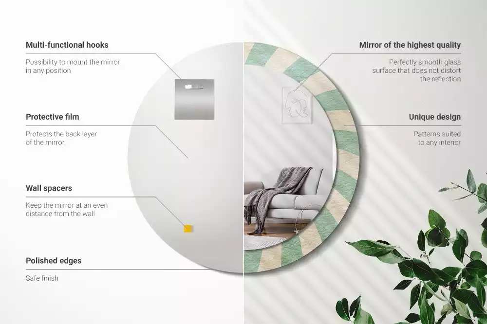 Kulaté zrcadlo s potiskem Retro pastelový vzor