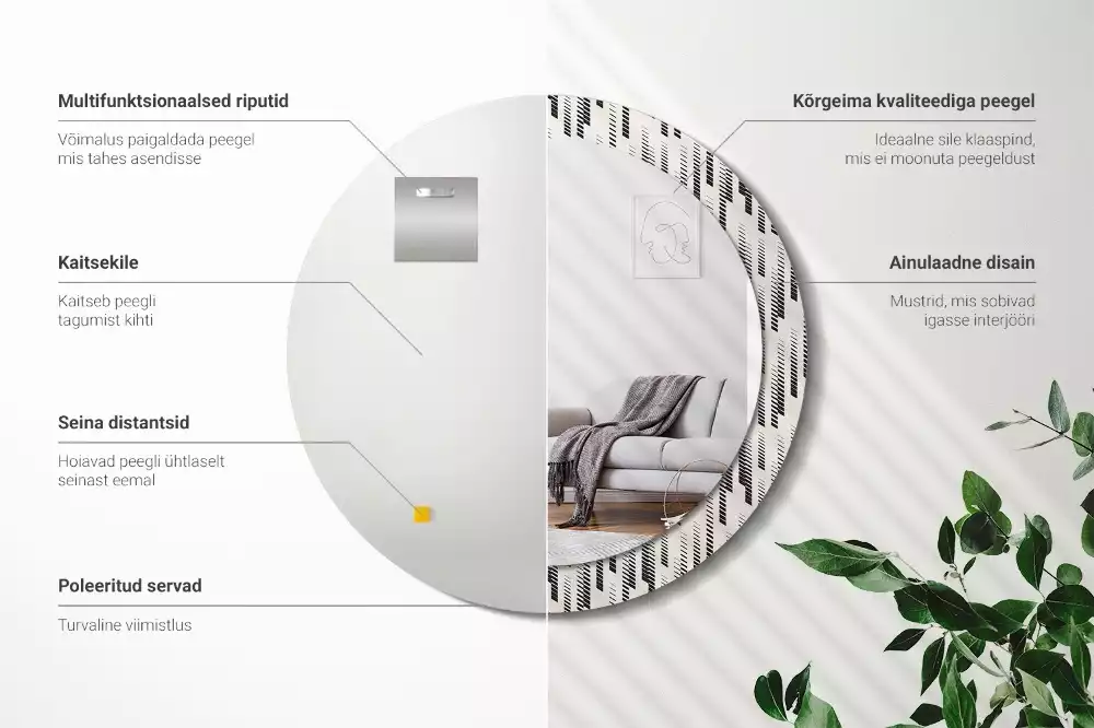 Kulaté zrcadlo s potiskem Pruhovaný vzor