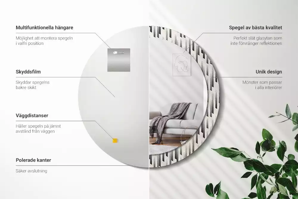 Kulaté zrcadlo s potiskem Pruhovaný vzor