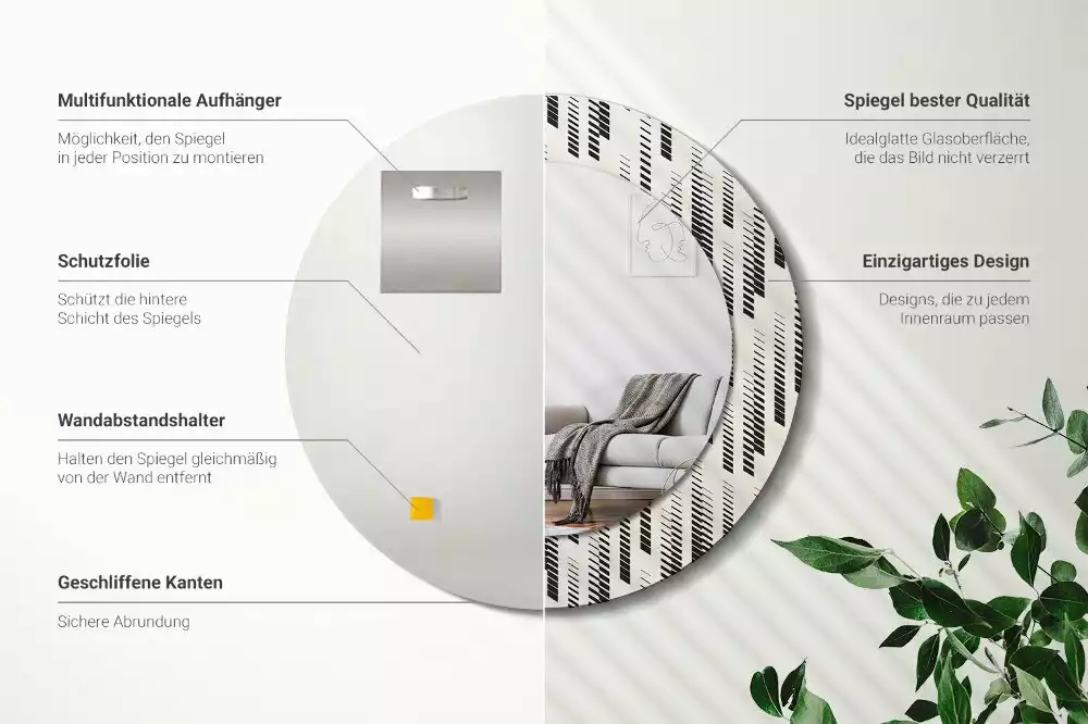 Kulaté zrcadlo s potiskem Pruhovaný vzor