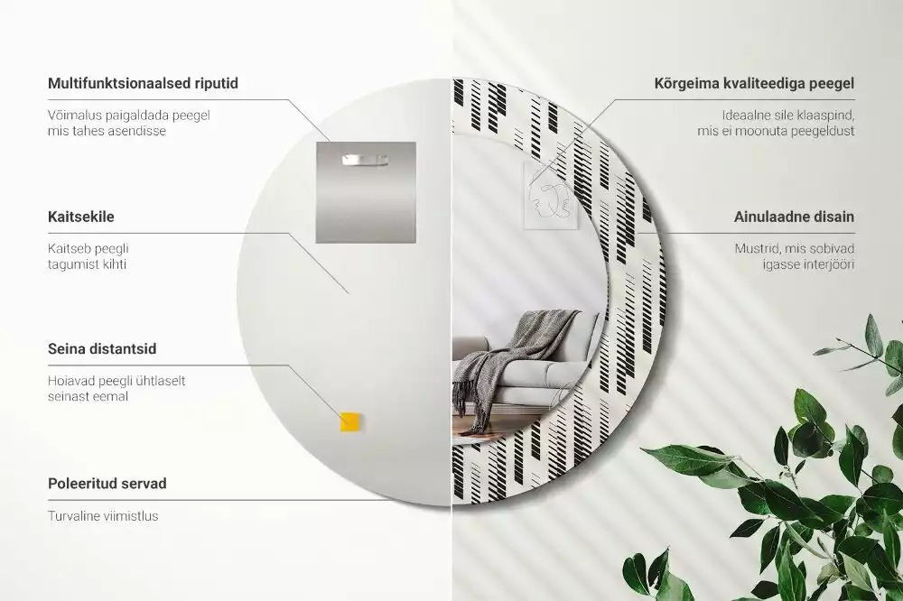 Kulaté zrcadlo s potiskem Pruhovaný vzor