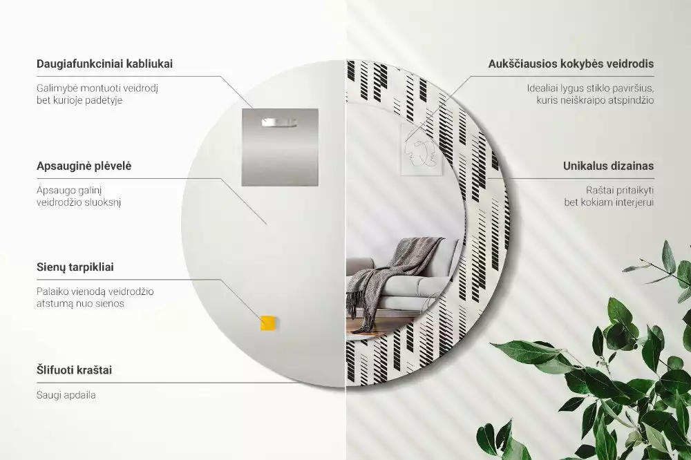 Kulaté zrcadlo s potiskem Pruhovaný vzor