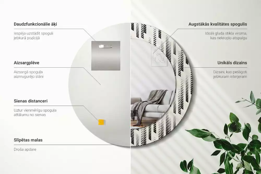 Kulaté zrcadlo s potiskem Pruhovaný vzor