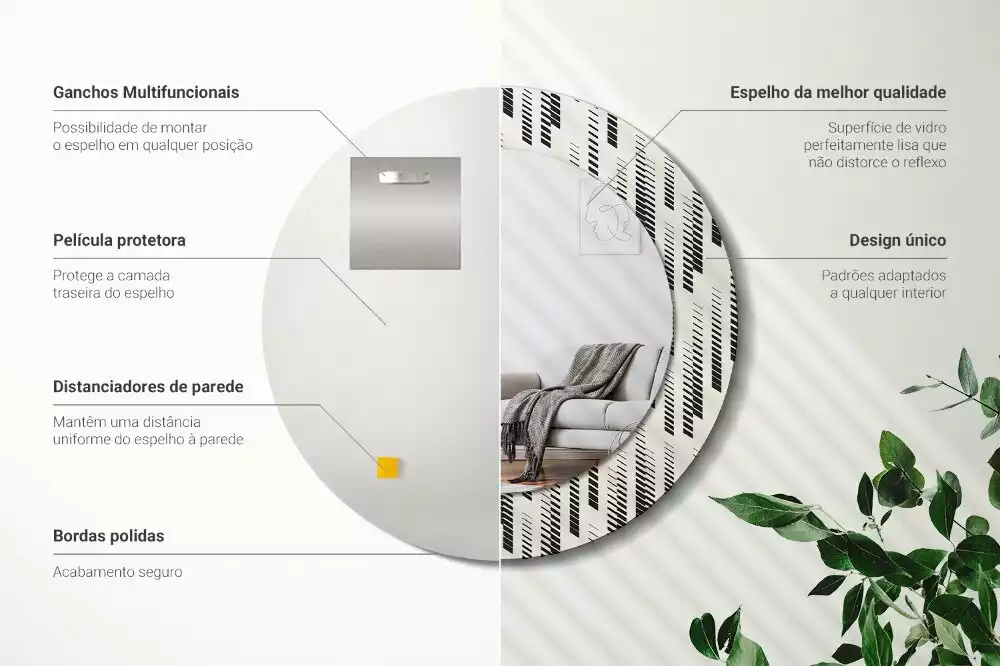 Kulaté zrcadlo s potiskem Pruhovaný vzor