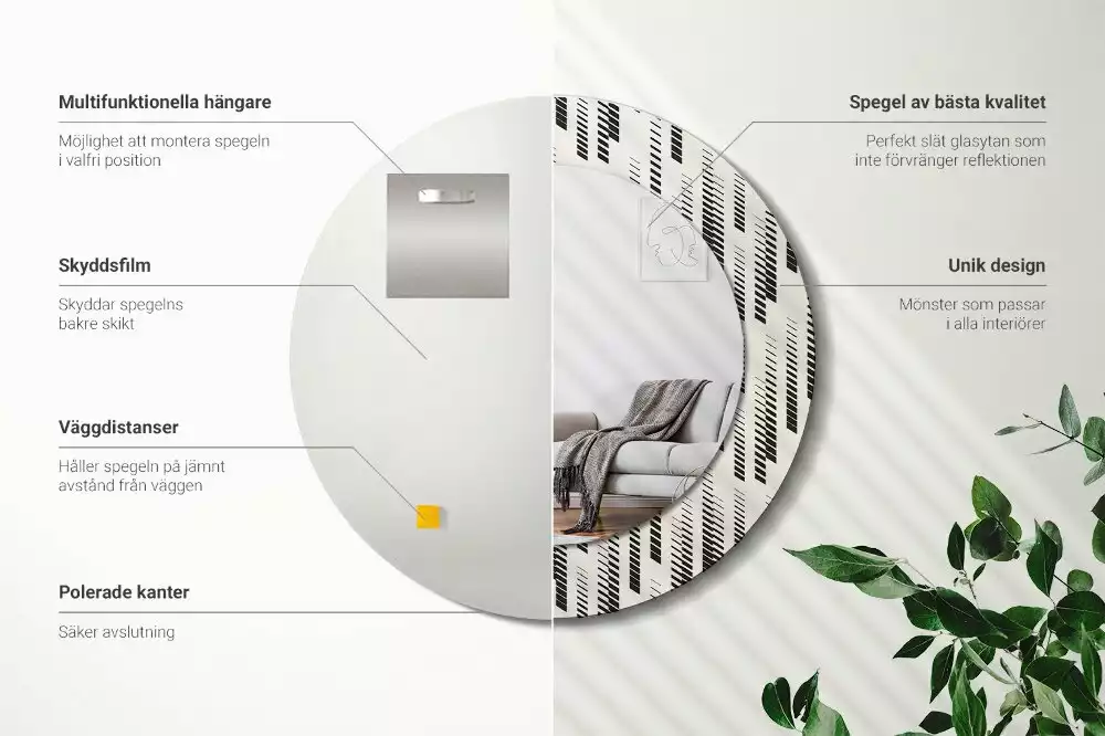 Kulaté zrcadlo s potiskem Pruhovaný vzor