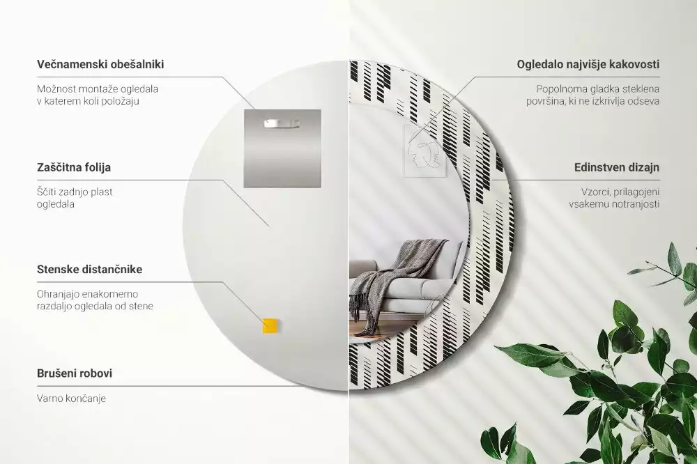 Kulaté zrcadlo s potiskem Pruhovaný vzor