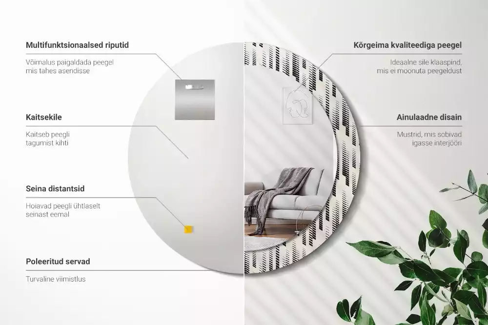 Kulaté zrcadlo s potiskem Pruhovaný vzor