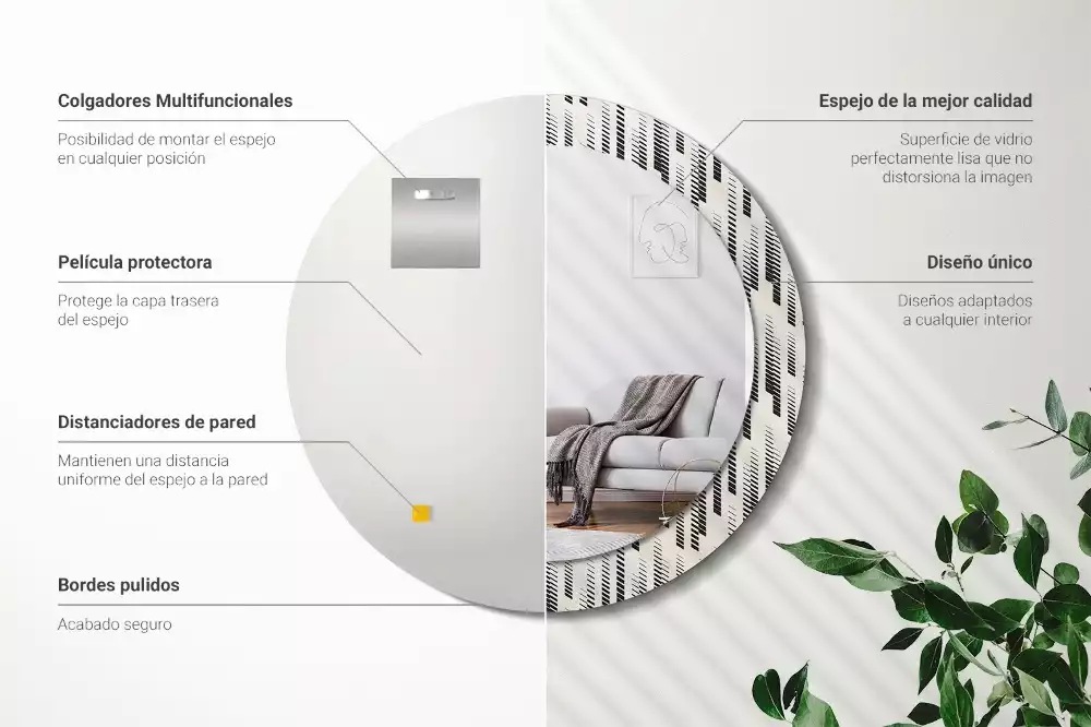 Kulaté zrcadlo s potiskem Pruhovaný vzor