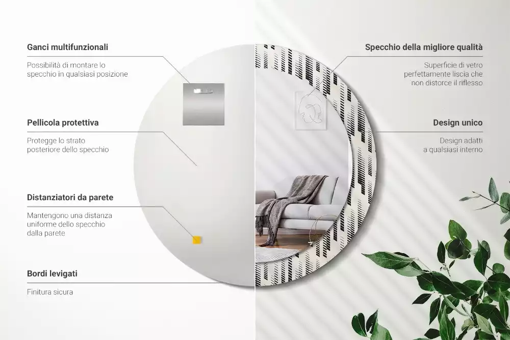 Kulaté zrcadlo s potiskem Pruhovaný vzor