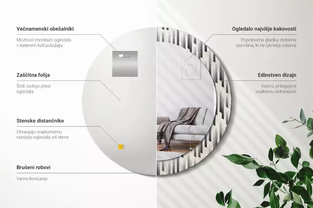 Kulaté zrcadlo s potiskem Pruhovaný vzor