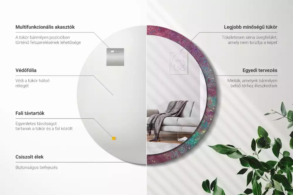 Kulaté zrcadlo s potiskem Festival barev