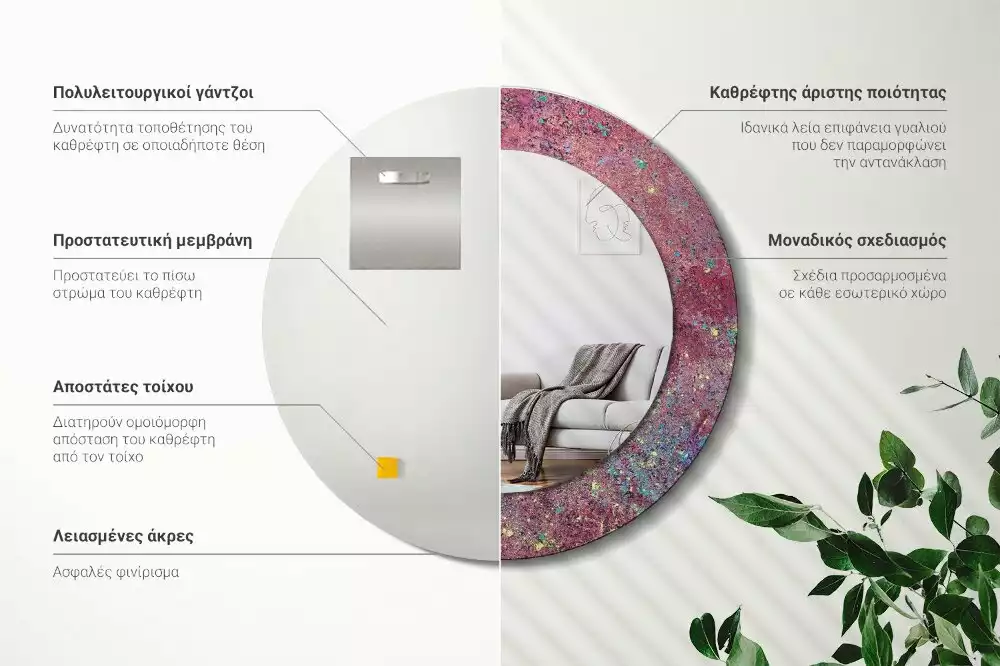 Kulaté zrcadlo s potiskem Festival barev