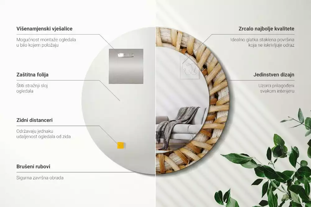 Kulaté zrcadlo s potiskem Prýmek