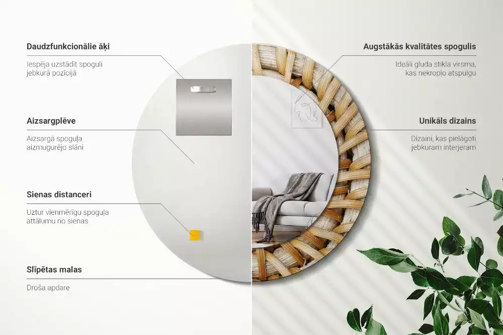 Kulaté zrcadlo s potiskem Prýmek