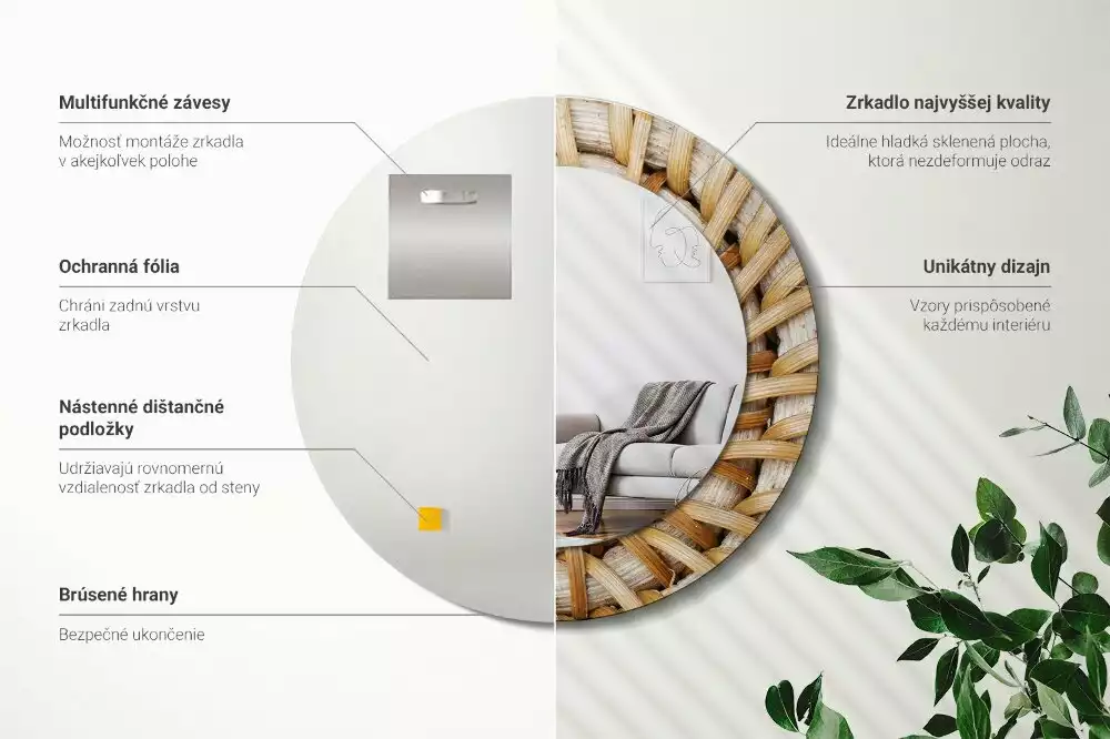 Kulaté zrcadlo s potiskem Prýmek