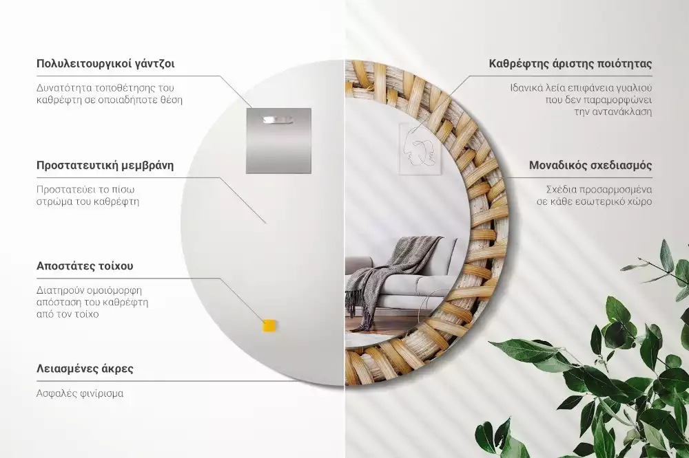 Kulaté zrcadlo s potiskem Prýmek