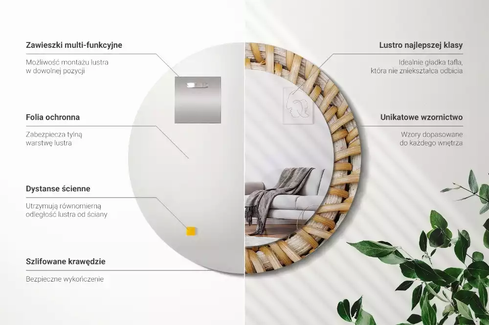 Kulaté zrcadlo s potiskem Prýmek