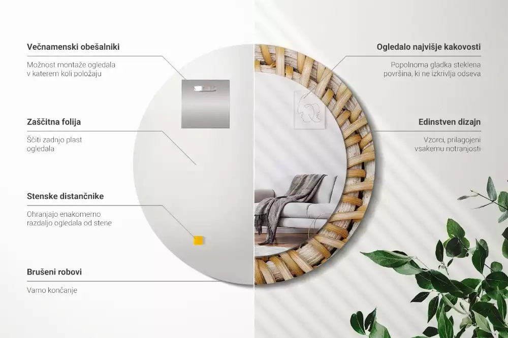 Kulaté zrcadlo s potiskem Prýmek