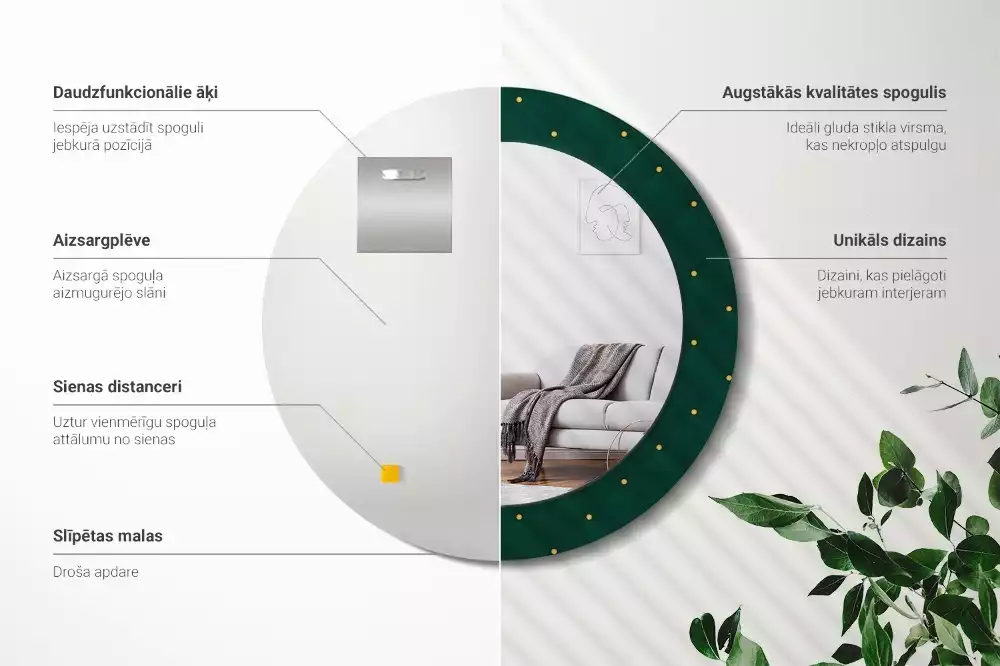 Kulaté zrcadlo s potiskem Prošívaný vzor