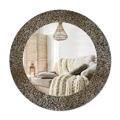 Kulaté zrcadlo s potiskem Květinový ornament