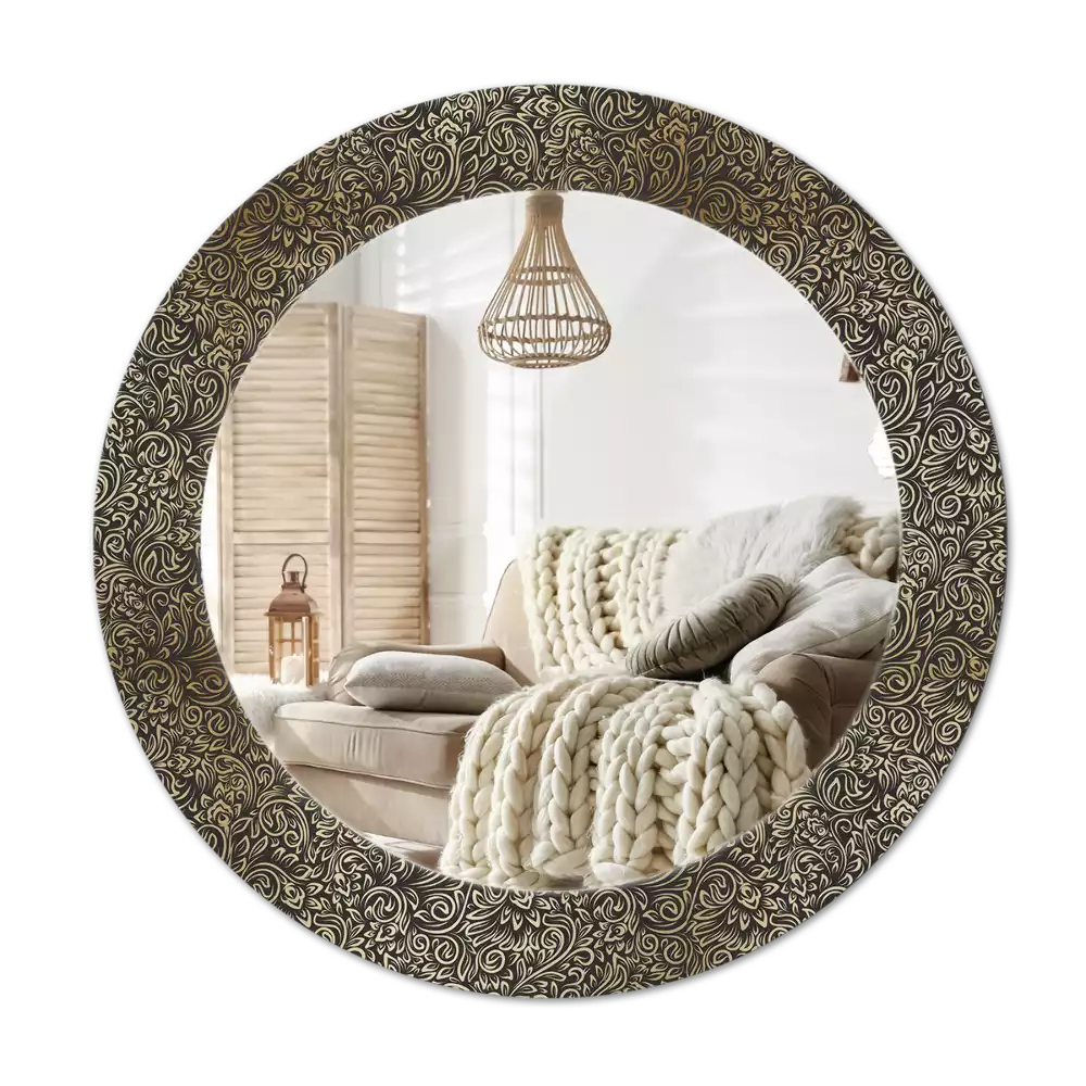 Kulaté zrcadlo s potiskem Květinový ornament