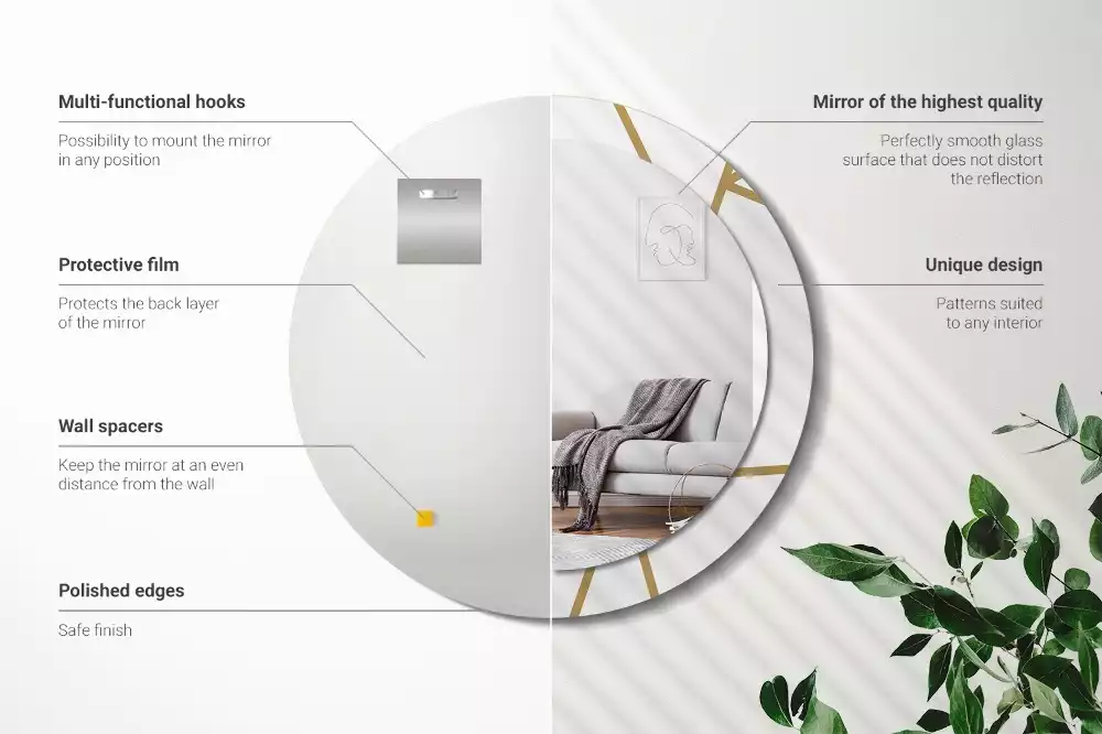 Kulaté zrcadlo s potiskem Lineární kompozice