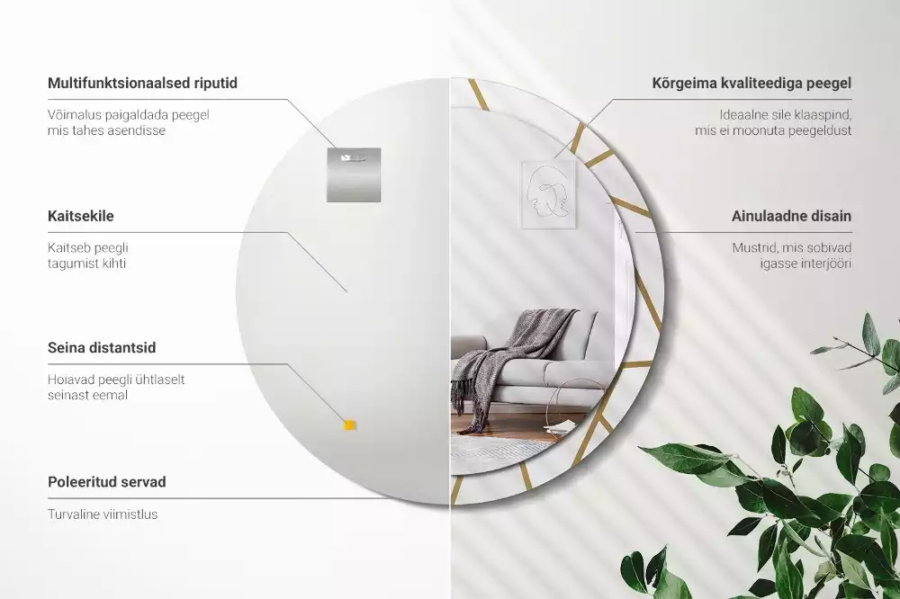 Kulaté zrcadlo s potiskem Lineární kompozice