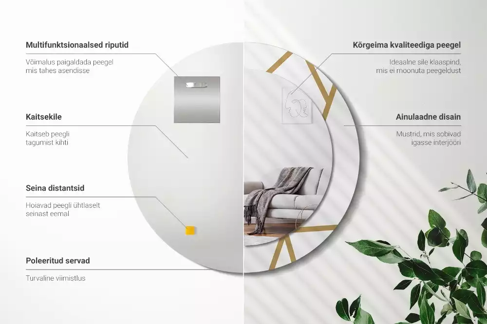 Kulaté zrcadlo s potiskem Lineární kompozice