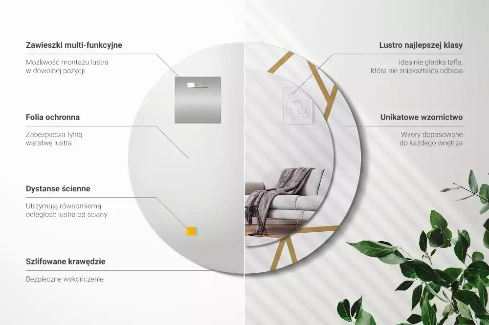 Kulaté zrcadlo s potiskem Lineární kompozice