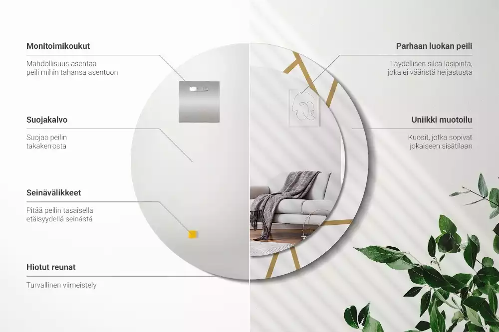 Kulaté zrcadlo s potiskem Lineární kompozice