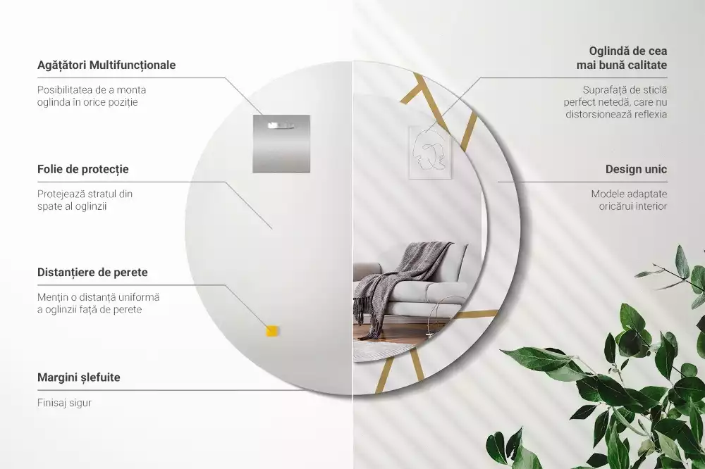 Kulaté zrcadlo s potiskem Lineární kompozice