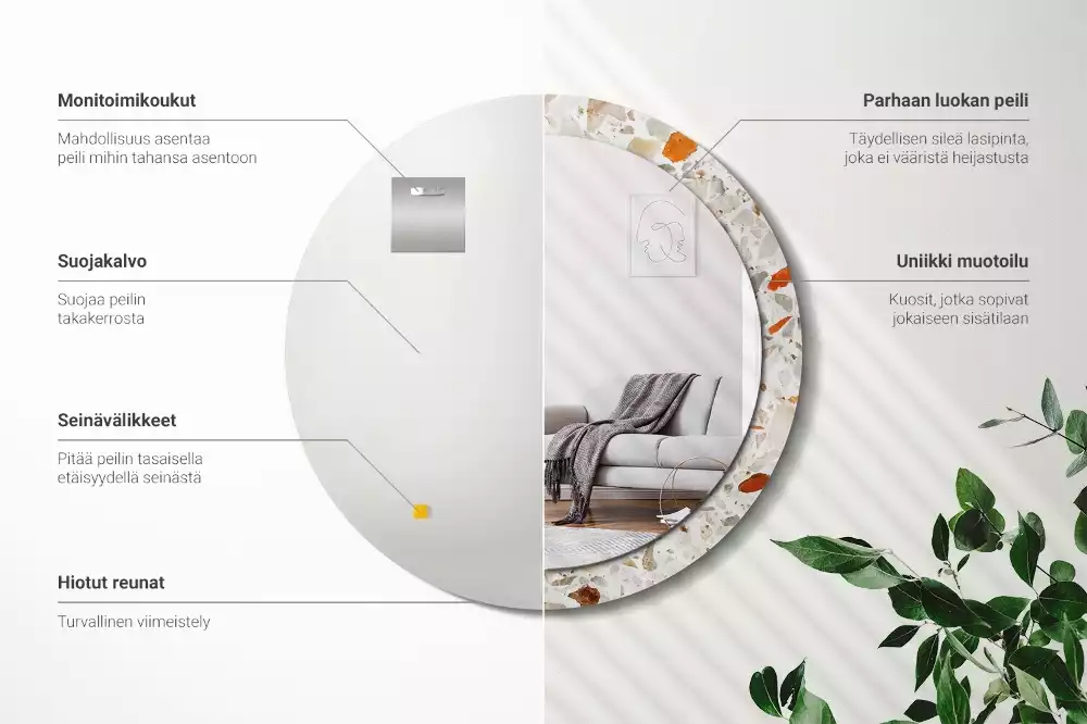 Kulaté zrcadlo s potiskem Terrazzo styl