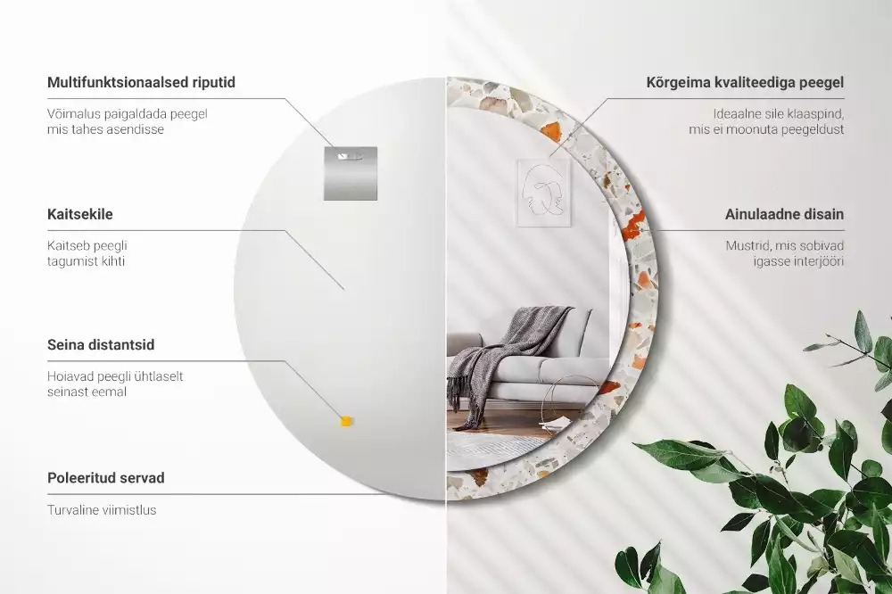 Kulaté zrcadlo s potiskem Terrazzo styl